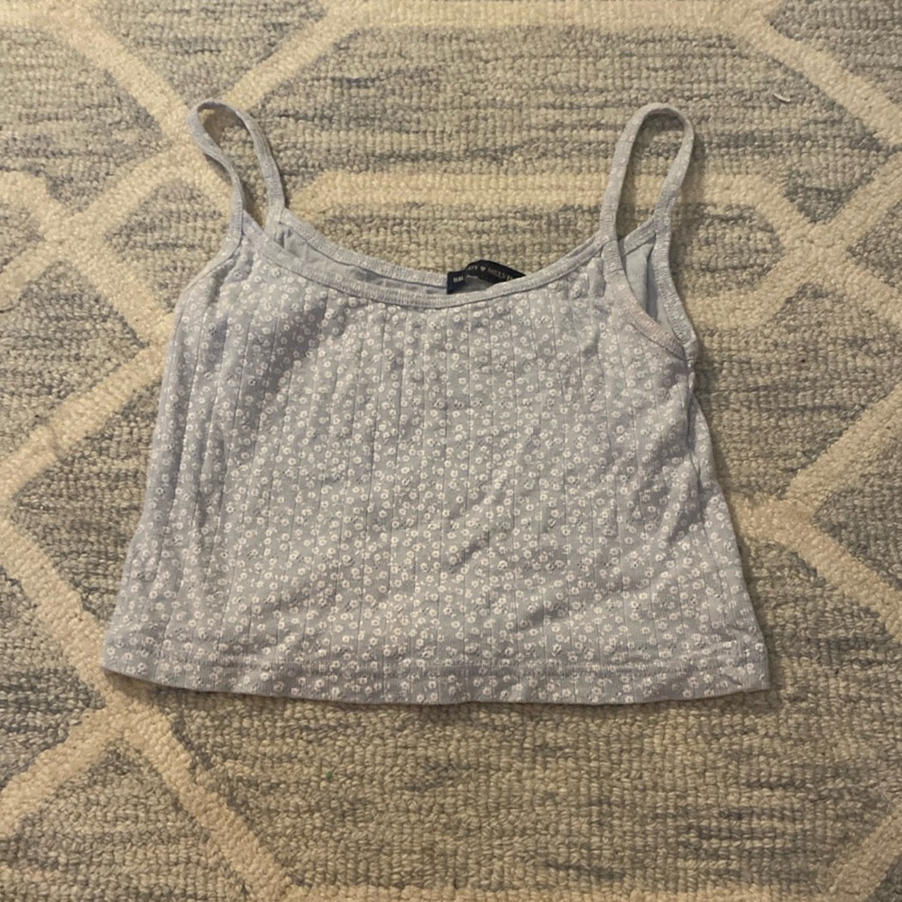 Xxs light blue white flowers brandy tank